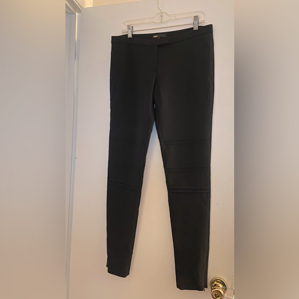 Maje black tapered leg pants with zipper opening at ankles Size 40/ 8 US